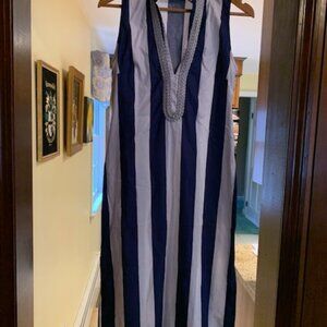 Sail to Sable Small Navy/White Caftan Maxi